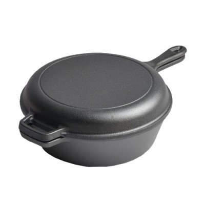 Oala de fonta cu capac tip tigaie, Perfect Home, 14x27 cm foto