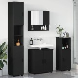 vidaXL Set de mobilier pentru baie cu ușă 4 pcs Negru 61 x 35 x 64 cm