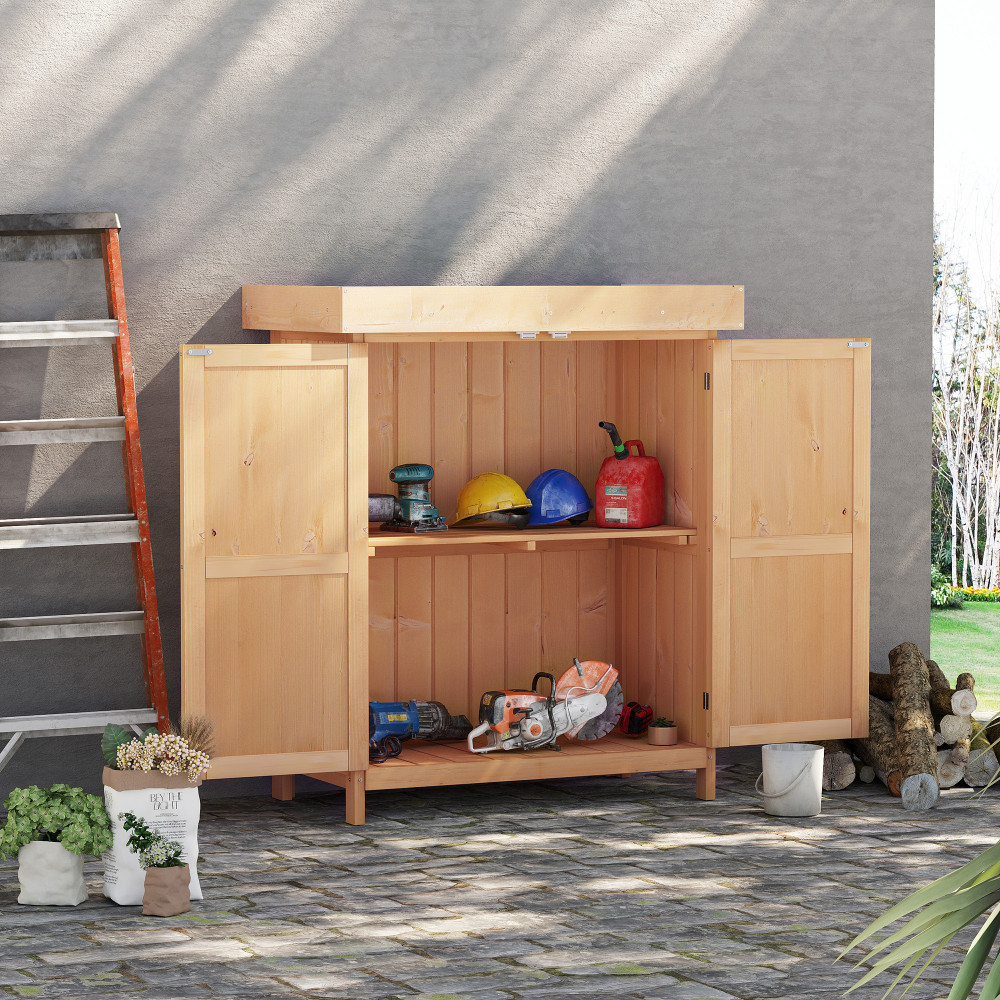 Outsunny dulap exterior pentru scule, 74×43×88cm, lemn | Okazii.ro