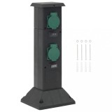 Gossi coloana priza de exterior cu 4 cai, negru/verde, 16x16x39,5 cm