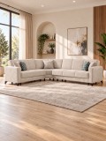 Coltar Kayra 310x90x250 cm Lada Depozitare Tapitat Catifea Nuanta Crem
