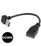 Adaptor cablu prelungitor USB 3.0 Tata-Mama la 90 de grade 20 cm-Tip &Icirc;n jos, Oem
