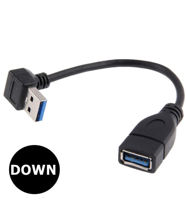 Adaptor cablu prelungitor USB 3.0 Tata-Mama la 90 de grade 20 cm-Tip &Icirc;n jos