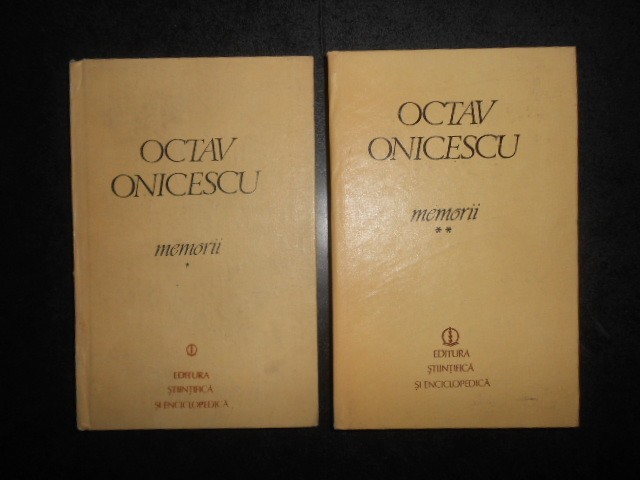 Octav Onicescu - Memorii 2 volume (1982, editie cartonata)