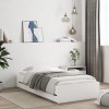 Cadru Pat cu Sertare vidaXL, Alb, 90x200 cm, Lemn Prelucrat, Depozitare, Somiera Inclusa (Fara Saltea)