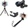 Set 5 in 1 lentile profesionale (wide) + selfie stick + mini trepied + suport smarthphone universal, Oem