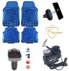 Set Auto: Covorase Albastre, Suport Telefon Magnetic, Modulator FM Bluetooth, Compresor 12V 17 Bari, USB Incarcare Rapida