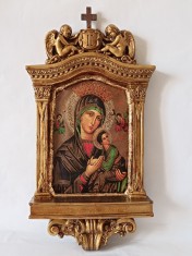 Tablou religios aurit ,Fecioara Maria cu Pruncul Isus, 49,5x25,7cm