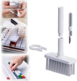 Kit 5 in 1 pentru curatare tastatura/casti Bloook, plastic/burete/nailon, alb