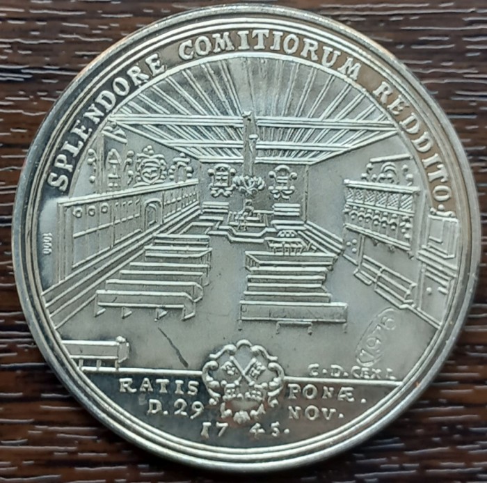 (A192) MONEDA ARGINT - REPRODUCERE 1 TALER 1745 REGENSBURG, FRANCISCUS I - 1976