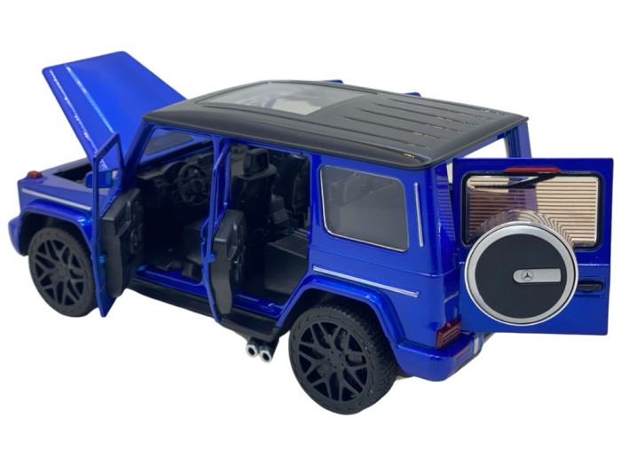 Macheta Mercedes G class albastru 1:32 lumini, sunet, deschide usile