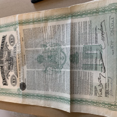 10 lire sterline aur Romania 1922 obligatiune neincasata titlu stat cu cupoane