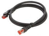 Patch Cord Ethernet S/FTP Cat6 Negru 1m LSZH 27AWG