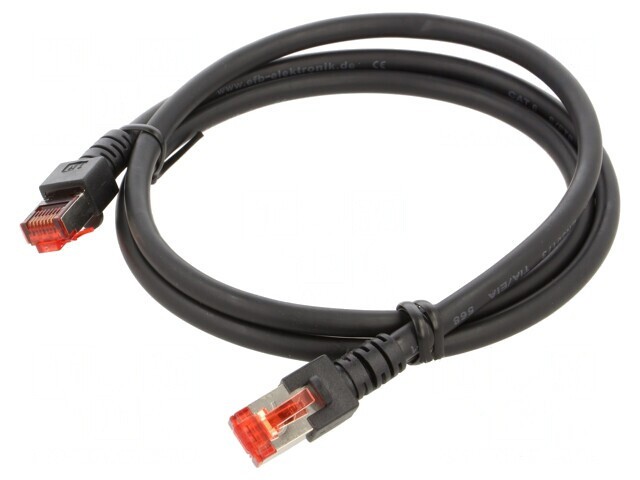 Patch Cord Ethernet S/FTP Cat6 Negru 1m LSZH 27AWG