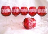 SET PAHARE STICLA COLORATA CU MODEL TAIAT MANUAL - PAHARE VIN 15.5 CM