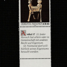 Natiunile Unite Vienna 1991-Drepturile omului Art.17,dant,MNH,Mi.123Zf1