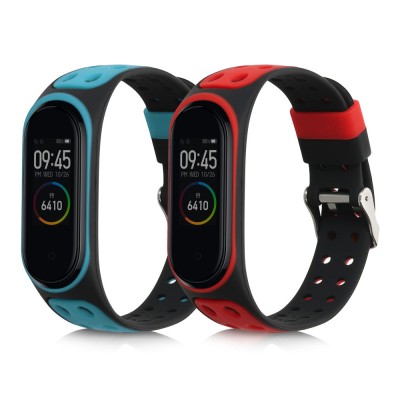 Set 2 Curele Kwmobile pentru Xiaomi Mi Band 4, Rosu/Albastru, Silicon, 58889.05 foto