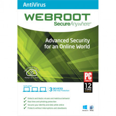 Licenta 2024 pentru Webroot SecureANywhere ANtivirus - 1-AN / 3-Dispozitive