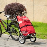 HOMCOM Remorca pentru biciclete Design carucior de mana 2 in 1 pliabil, 53x43x110cm, rosu si argintiu