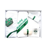 Trusou Botez, 6 Piese cu Text Imprimat "Cu drag din partea nasilor", Verde, Coroana - TB169