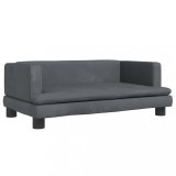 Cumpara ieftin Pat de caini, gri inchis, 80x45x30 cm, catifea