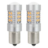 Becuri LED Canbus BAU15S PY21W Amber portocaliu 12/24V pentru semnalizare, 6,2W, 2200K, 24 LED 3030 SMD, 1156 P21W, 56x18 mm, AMiO