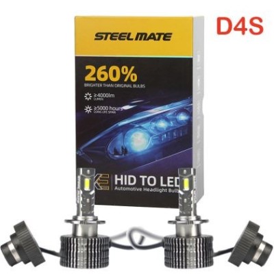 Set de 2 Becuri Faruri Conversie Hid-Led, Steelmate LED D4S Led, Plug &amp;amp; Play, 6000k, Miez Cupru, Radiator Aluminiu Silentios, Calitate Premium CarStor foto