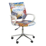 Scaun birou copii HM Ibis Freestyle, Ergonomic, Cadru Metal, Stofa, Inaltime ajustabila, Manere polipropilena, 100 Kg, Multicolor