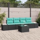 Cumpara ieftin Set de canapele pentru gradina 5 buc. Negru si Turcoaz