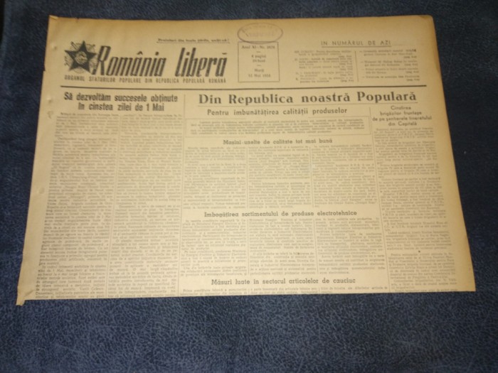 ZIARUL ROMANIA LIBERA 12 MAI 1953