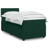 vidaXL Pat box spring cu saltea, verde &icirc;nchis, 90x190 cm, catifea 3289917