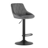 Cumpara ieftin Scaun de bucatarie/bar, Artool, Kast, rotativ, catifea, gri si negru, 45.5x49x85-105 cm, Leobert