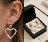 Cumpara ieftin Cercei din Argint 925 Placati cu Aur Aurora Heart 5cm , Rafinament statement E i stralucire regala