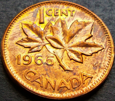Moneda 1 CENT - CANADA, anul 1965 *cod 688 A = A.UNC PATINA foto