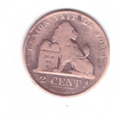 Moneda Belgia 2 centimes 18--, circulata, uzata