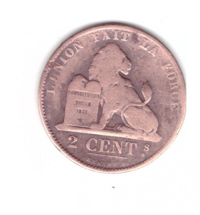 Moneda Belgia 2 centimes 18--, circulata, uzata