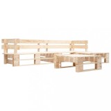 vidaXL Set mobilier de grădină din paleți, 4 piese, natural, lemn 277490