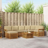 vidaXL Seturi de canapele 8 pcs Natural și Bej Lemn Solid de Acacia 3375198