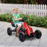 HOMCOM Kart cu pedale pentru copii scaun reglabil roti EVA rosu negru pentru copii pentru plimbare pentru distractie echilibru
