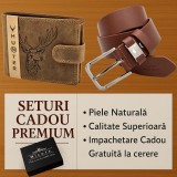 Set cadou barbati, Avangarde Limited Edition, Portofel Hunter + Curea Marco Lucci din Piele Naturala