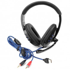 Casti Audio Gaming cu LED, Microfon rotativ, Negru foto