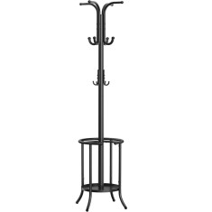 SONGMICS Cuier pentru haine, cu suport de umbrele, 12 agatatori, 175 cm, negru Household NewTrend