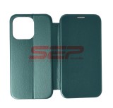 Husa Flip Cover Apple iPhone 13 Pro, Piele Ecologica, Protectie Completa, Sea Green