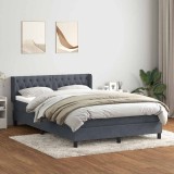 vidaXL Pat box spring cu saltea, gri &icirc;nchis, 140x220 cm, catifea 3318406