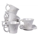 Set ceai victorian din portelan alb pentru 6 persoane CW508