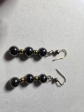 Cercei vintage argint cu perle negre