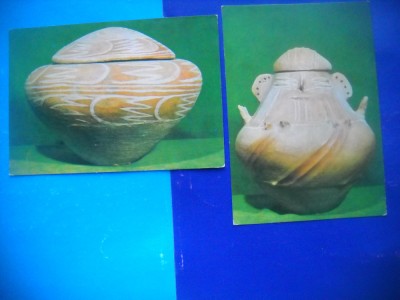 HOPCT LOT 2070 VASE ANTROPOMORFE -MUZEUL GIURGIU -2 CARTI POSTALE-NECIRCULATE foto