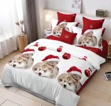 Lenjerie de pat matrimonial, Christmas Husky, bumbac mercerizat, multicolor, FIVE STORE