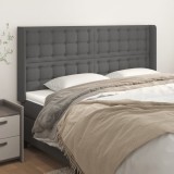 Gossi tablie de pat cu aripioare, gri, 183x16x118/128 cm piele eco