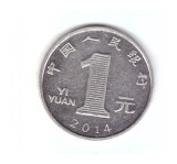 Moneda China 1 yuan 2014, stare foarte buna, curata